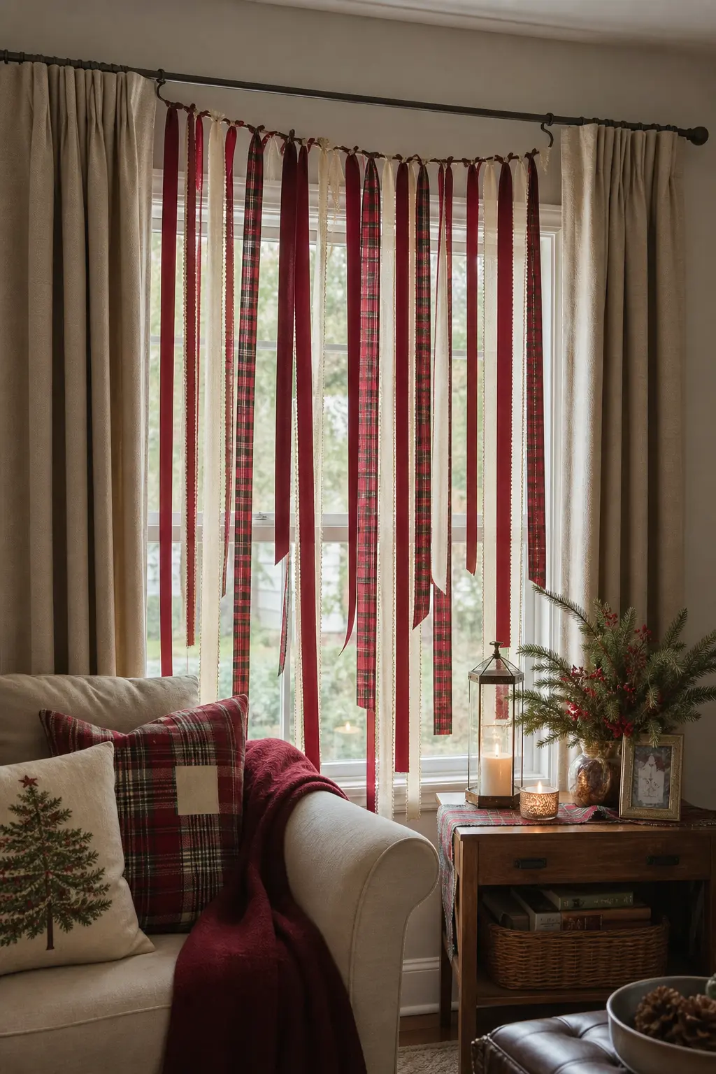 Curtain Pole Span of Ribbon Strips