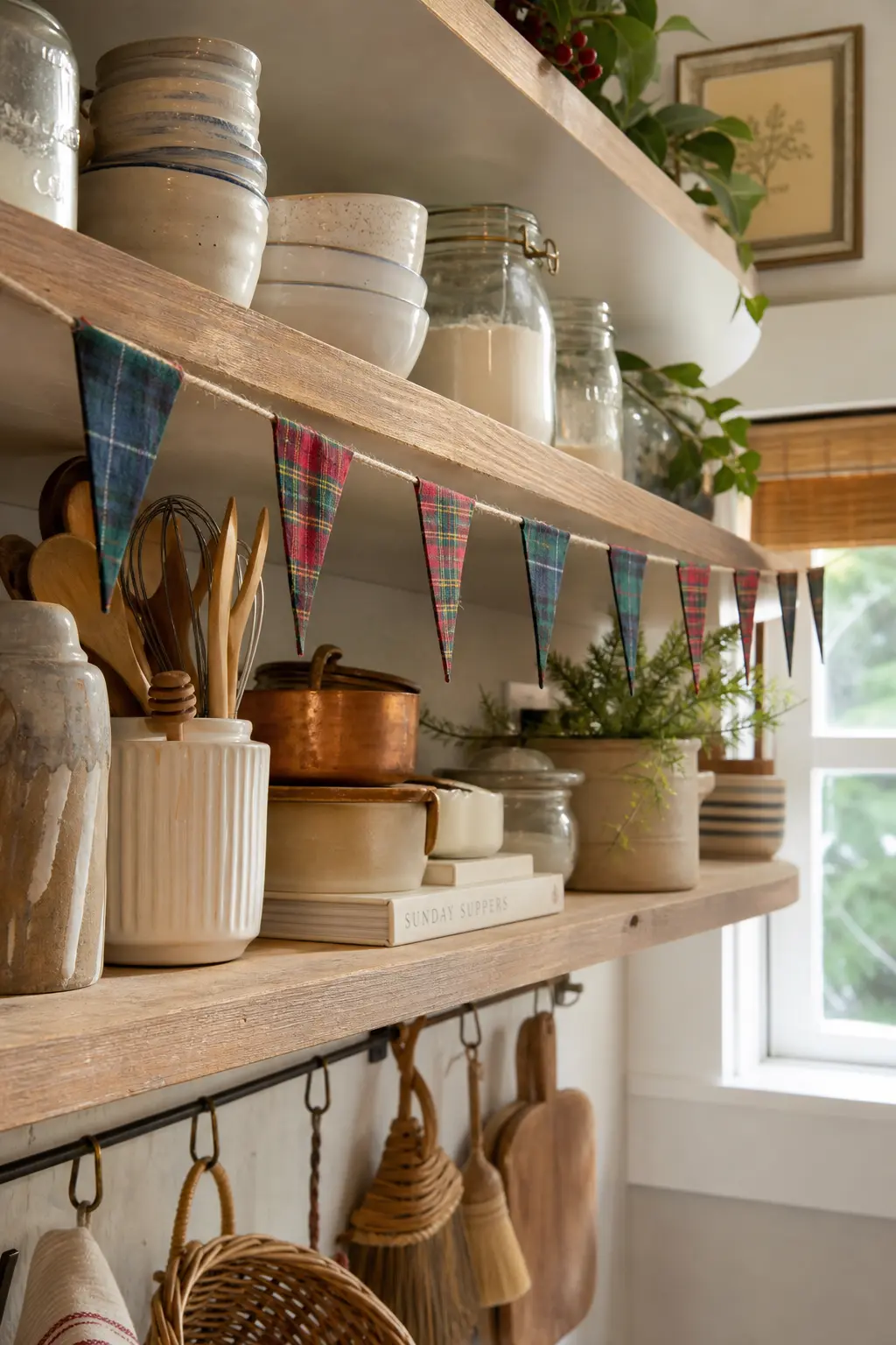 Kitchen Shelf Line of Tiny Flags