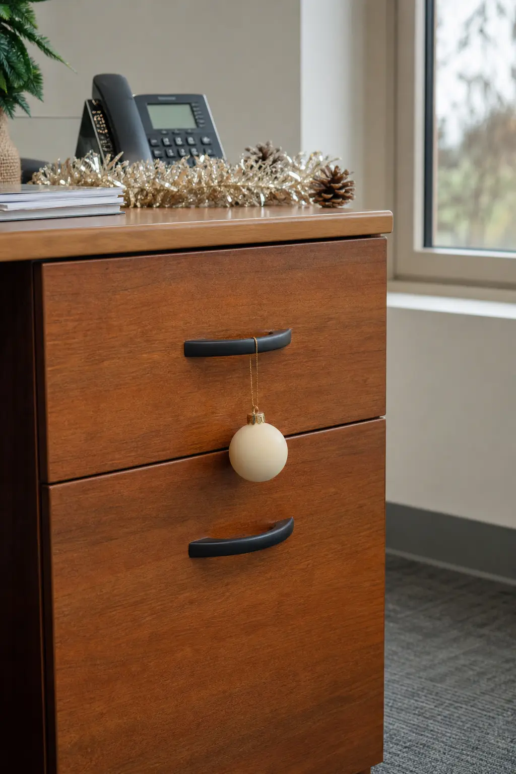 A Bauble Hung from a Drawer Handle