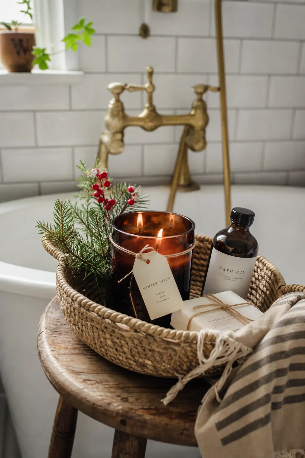 Bath Basket Around a Poured Candle