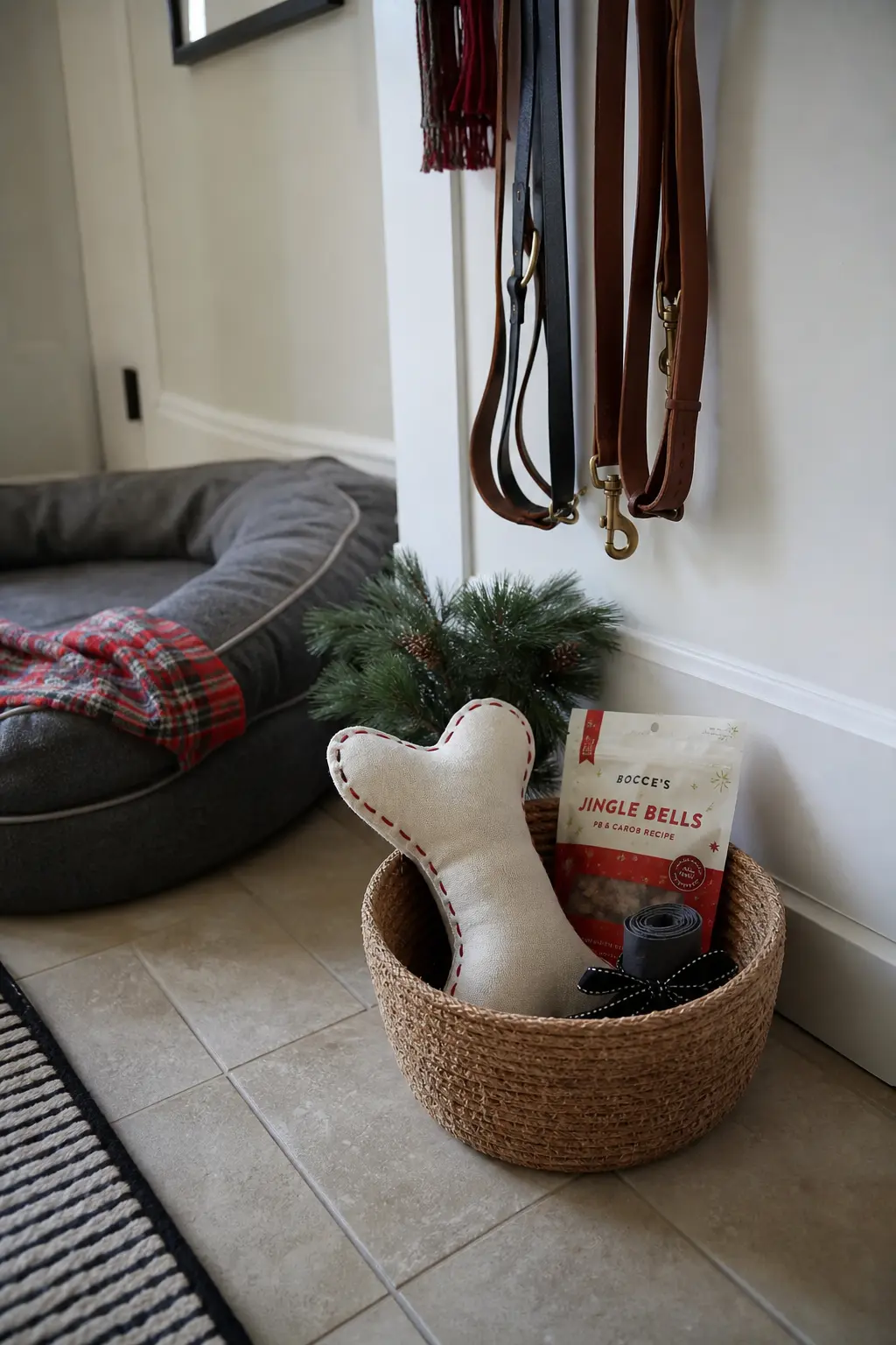 Dog Basket Around a Sewn Toy
