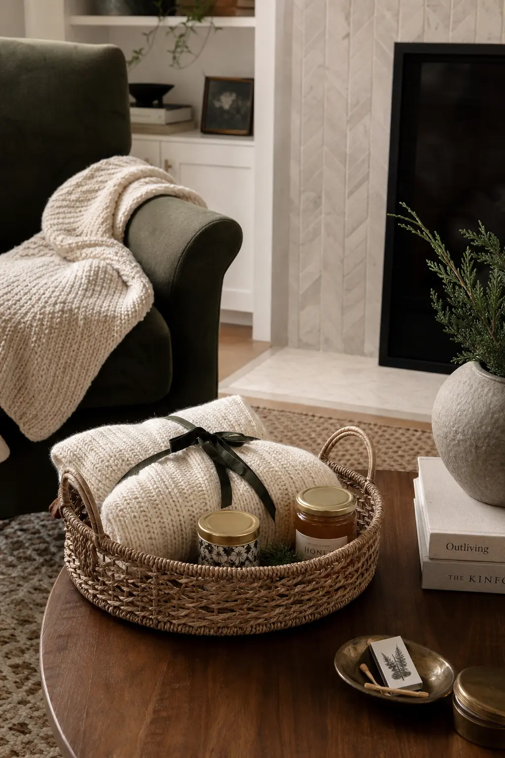 Tea Basket Around a Knitted Cloth