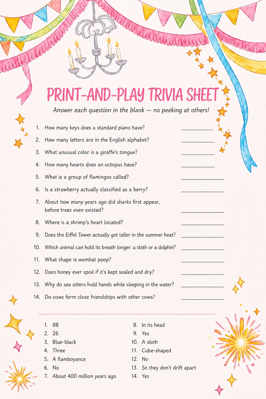 Print-and-Play Trivia Sheet printable