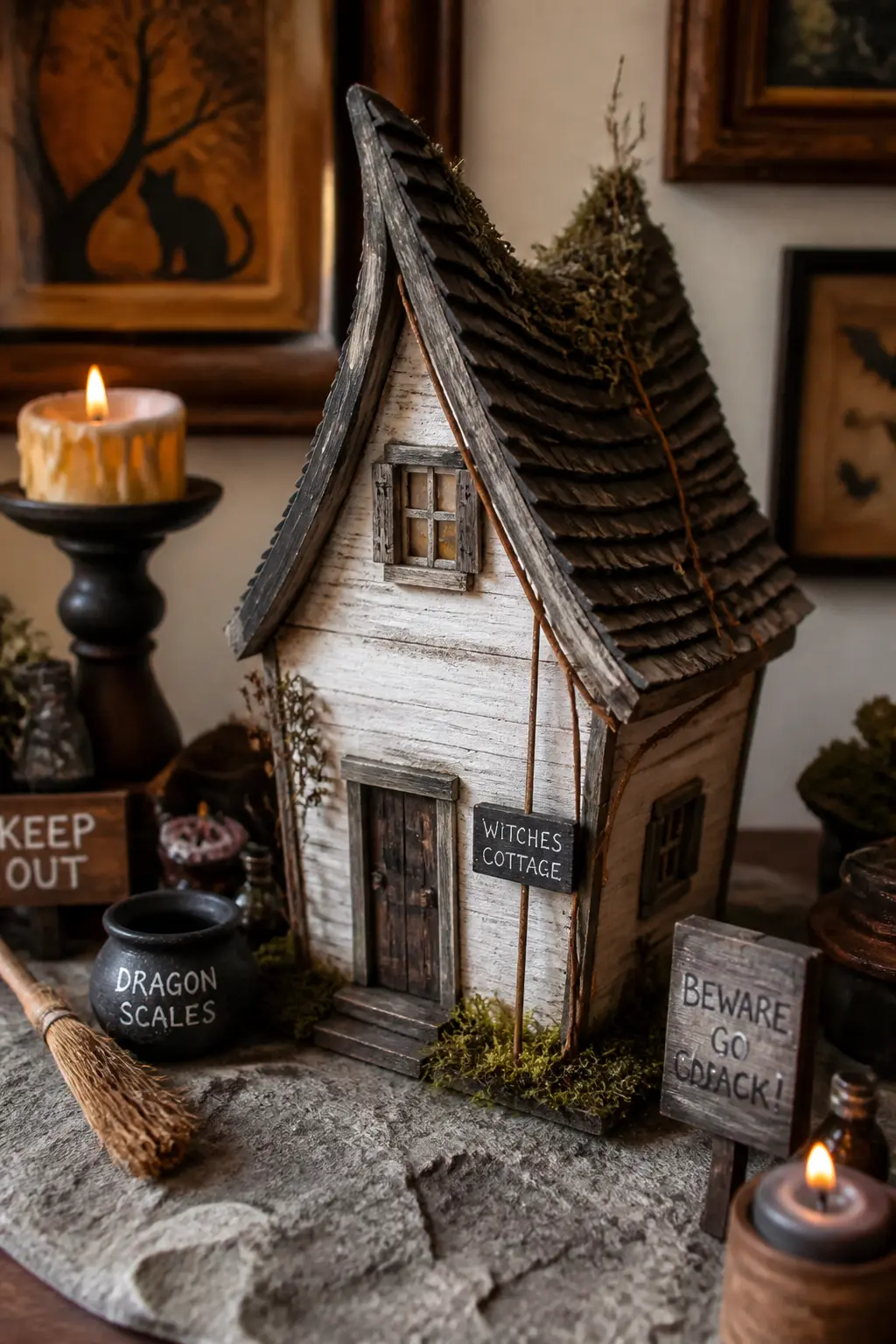 The Cottage With the Warped Roof — Deliberately off-kilter rooflines are the design shortcut that signals old and slightly dangerous without any complex