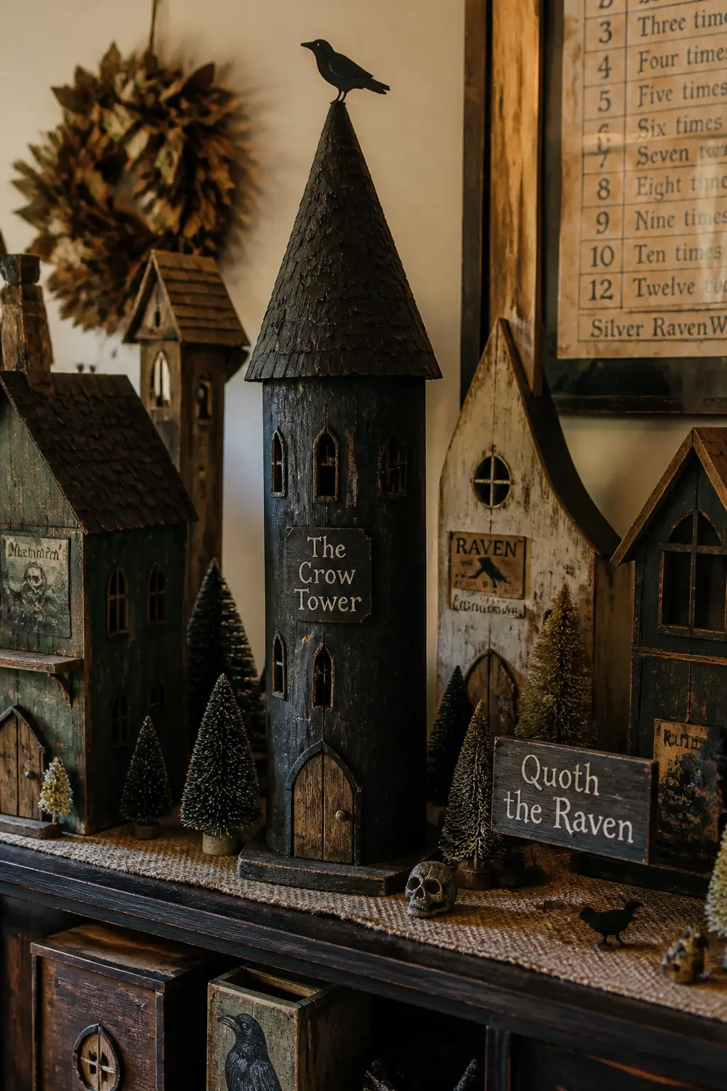 The Crow Tower — The tower is the tallest piece in the village and earns that height by being the simplest in plan: a narrow rectangle with a conical cap