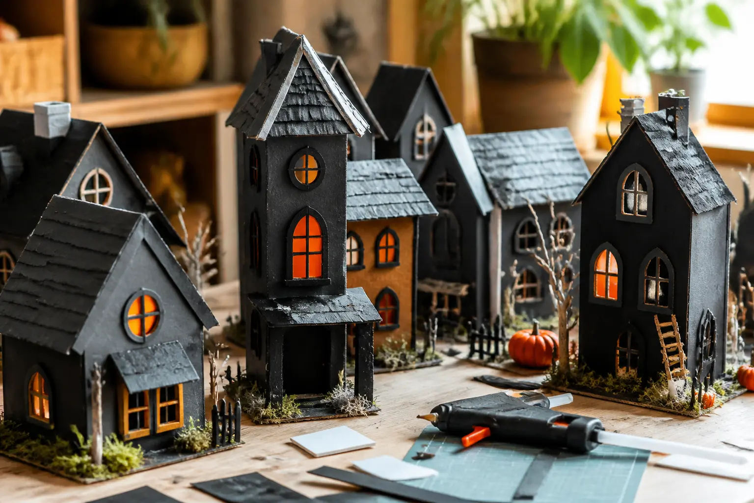 15 DIY Halloween Village Houses Woodcraft That Look Like a Collection