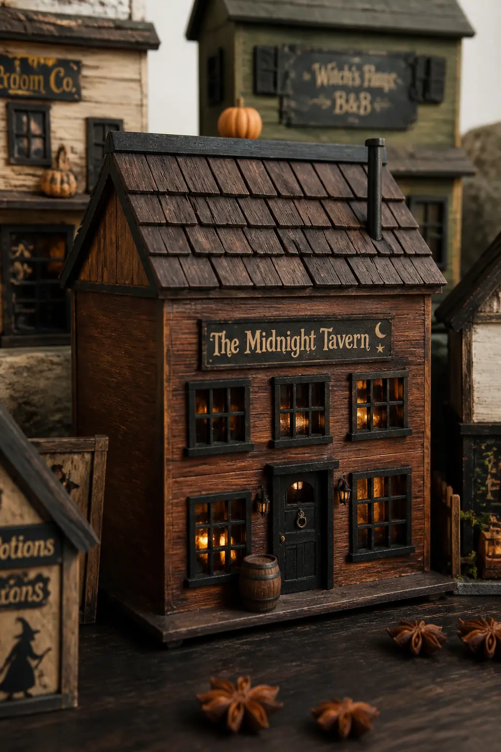 The Midnight Tavern — Where the inn is welcoming, the tavern is a little more ambiguous. Diy halloween village houses