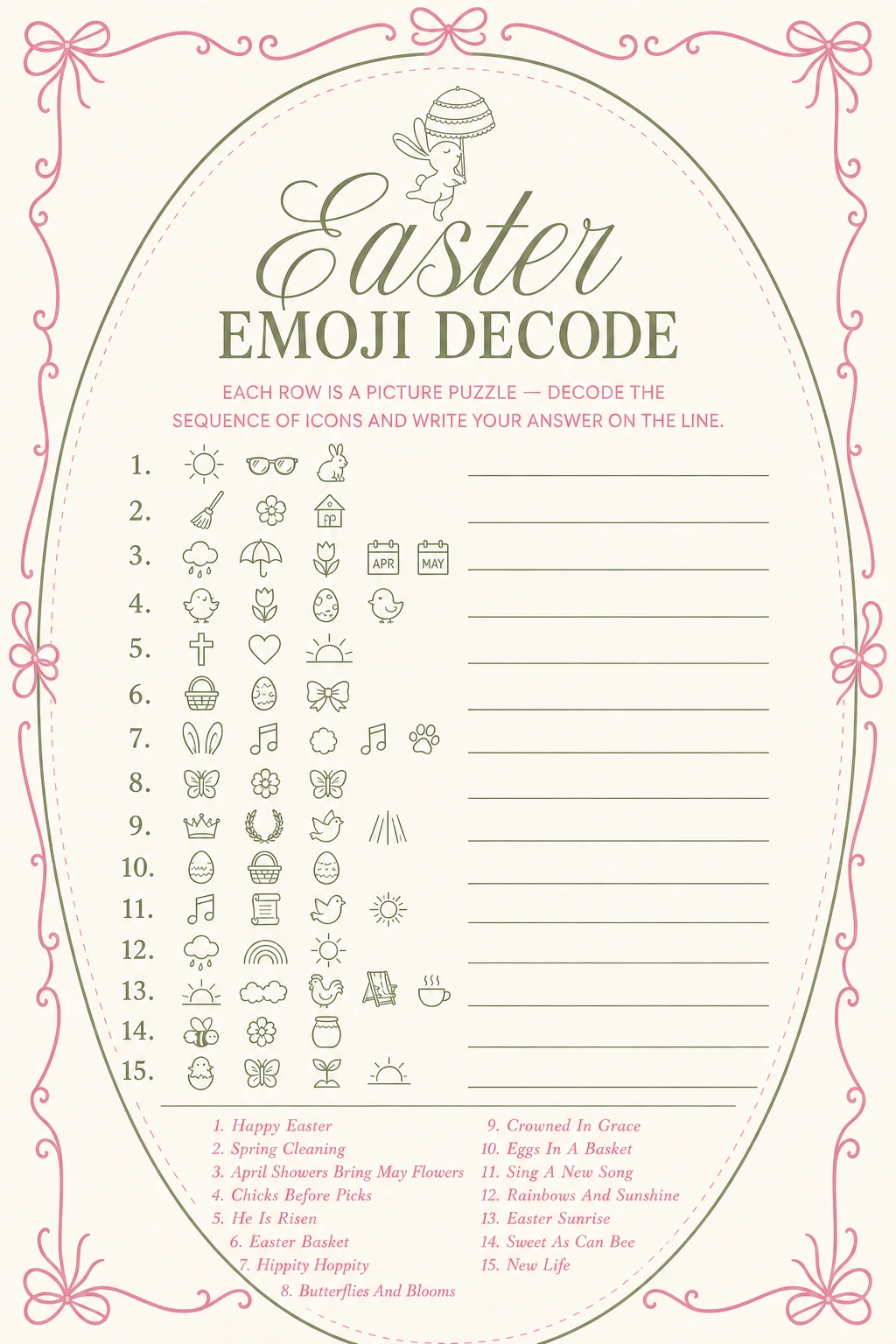 Easter Emoji Decode printable