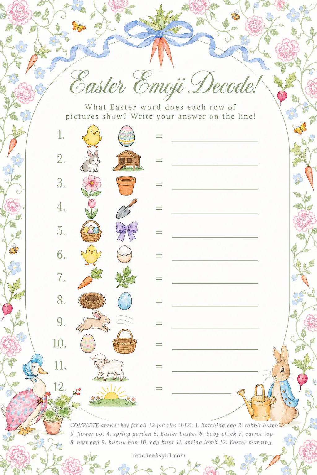 Easter Emoji Decode printable