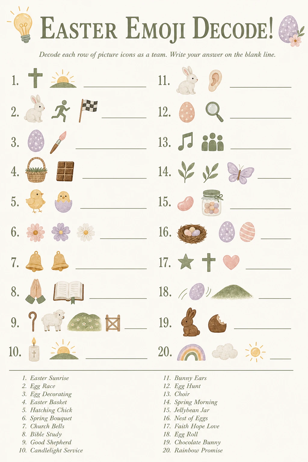 Easter Emoji Decode! printable