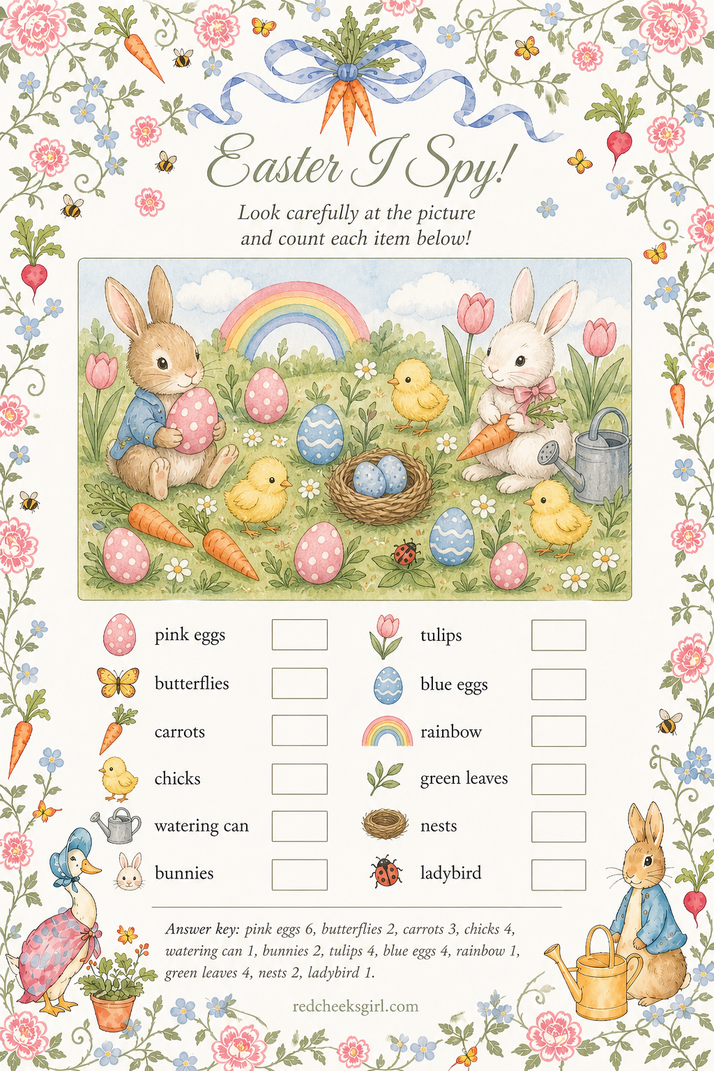 Easter I Spy Sheet printable