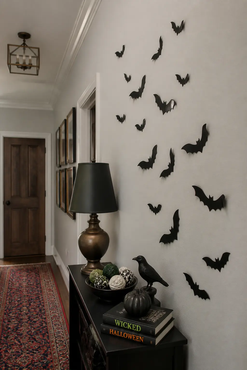 Bat Silhouettes Taped Climbing One Wall