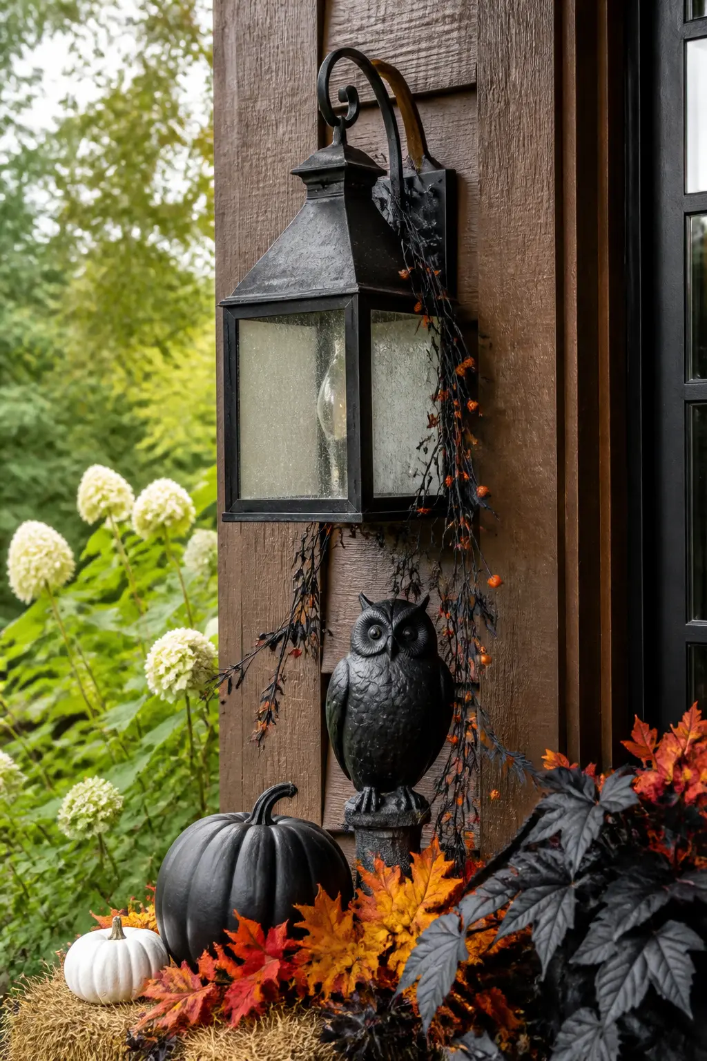 Owl Figure Set on the Porch Light