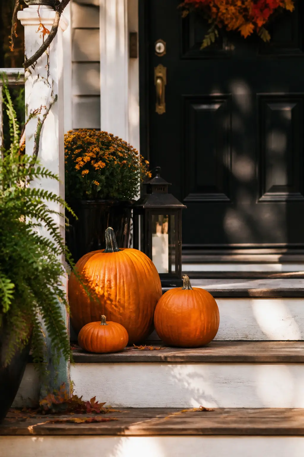 Pumpkin Cluster on the Front Steps