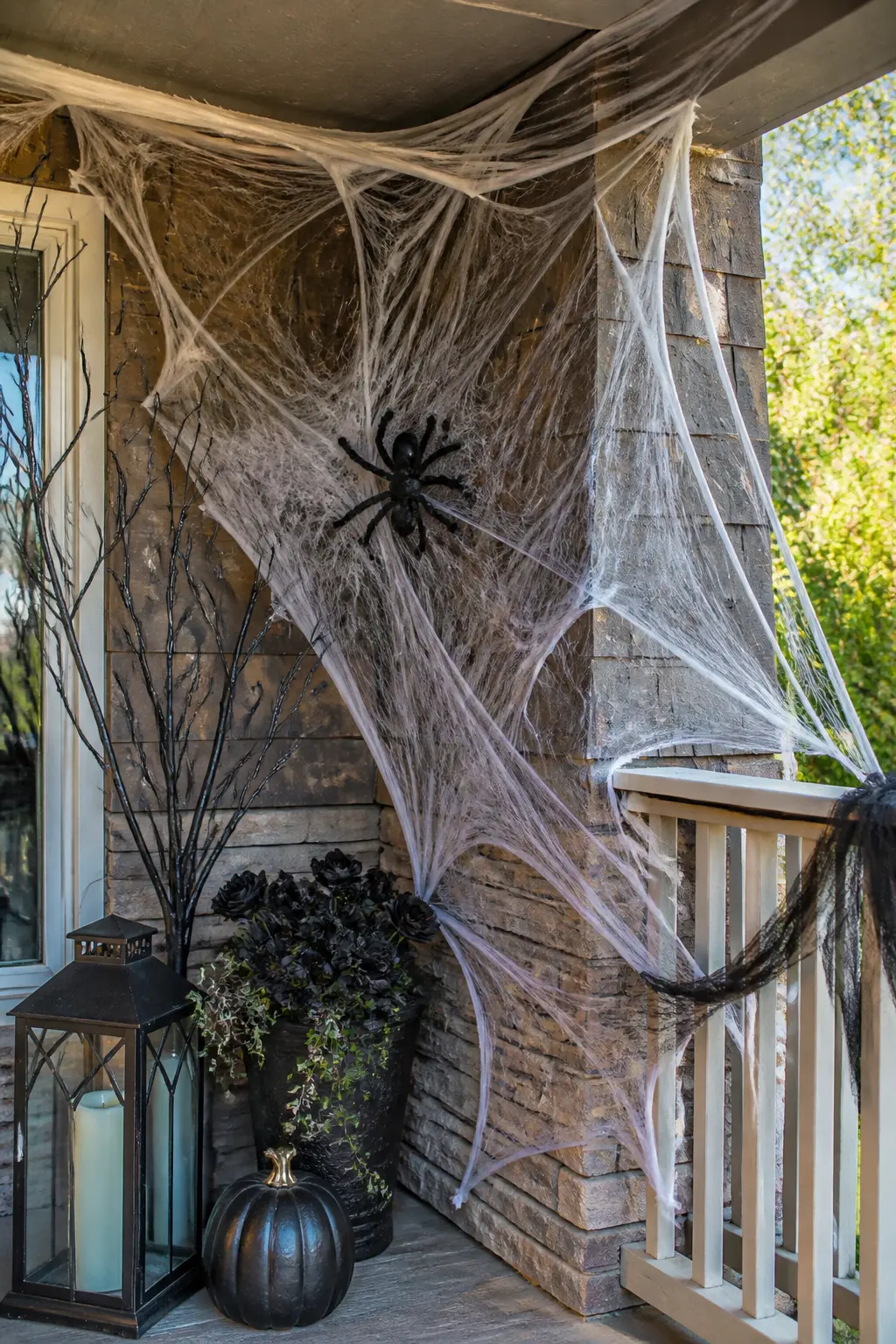 Web Stretched Across One Porch Corner