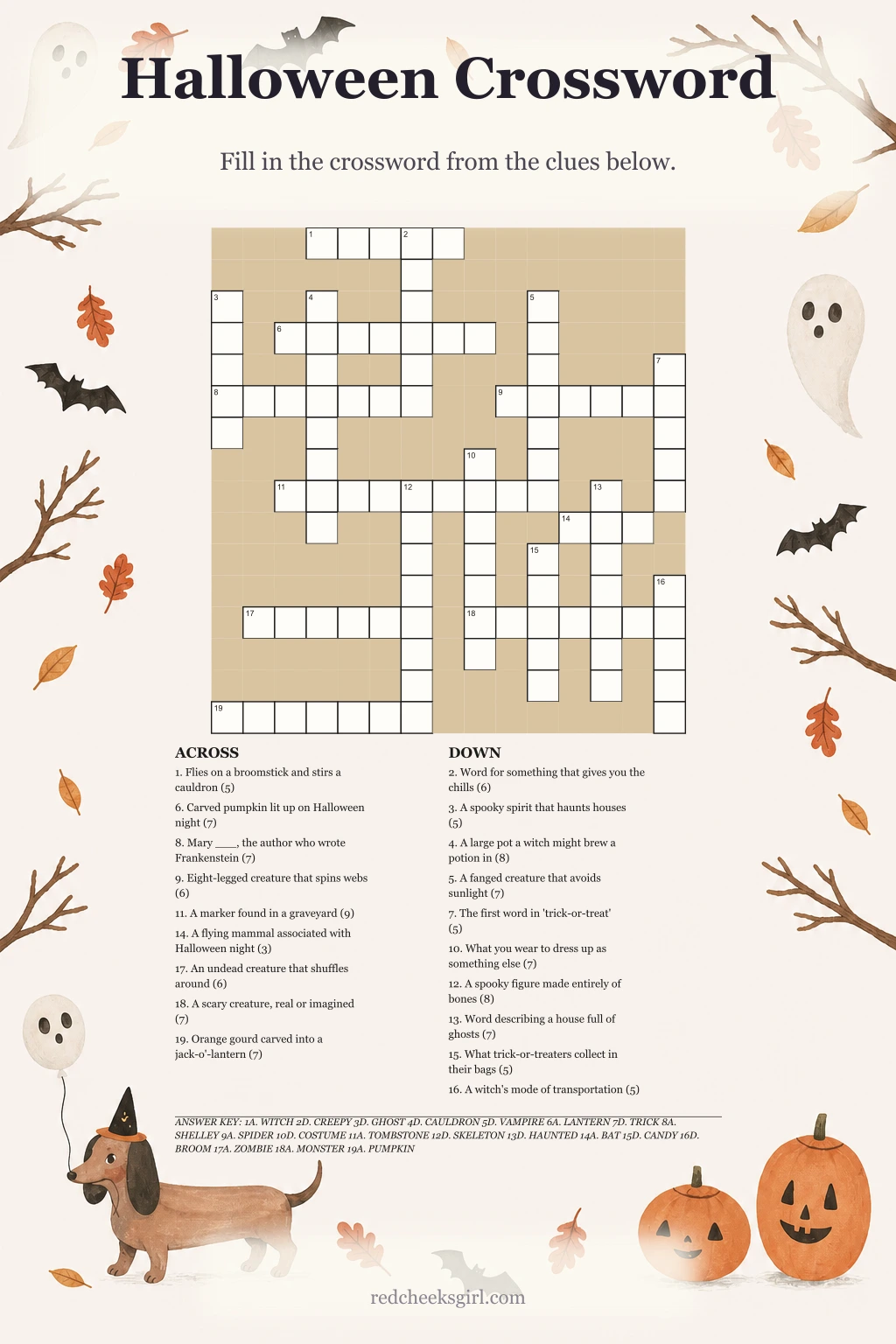 Halloween Crossword printable