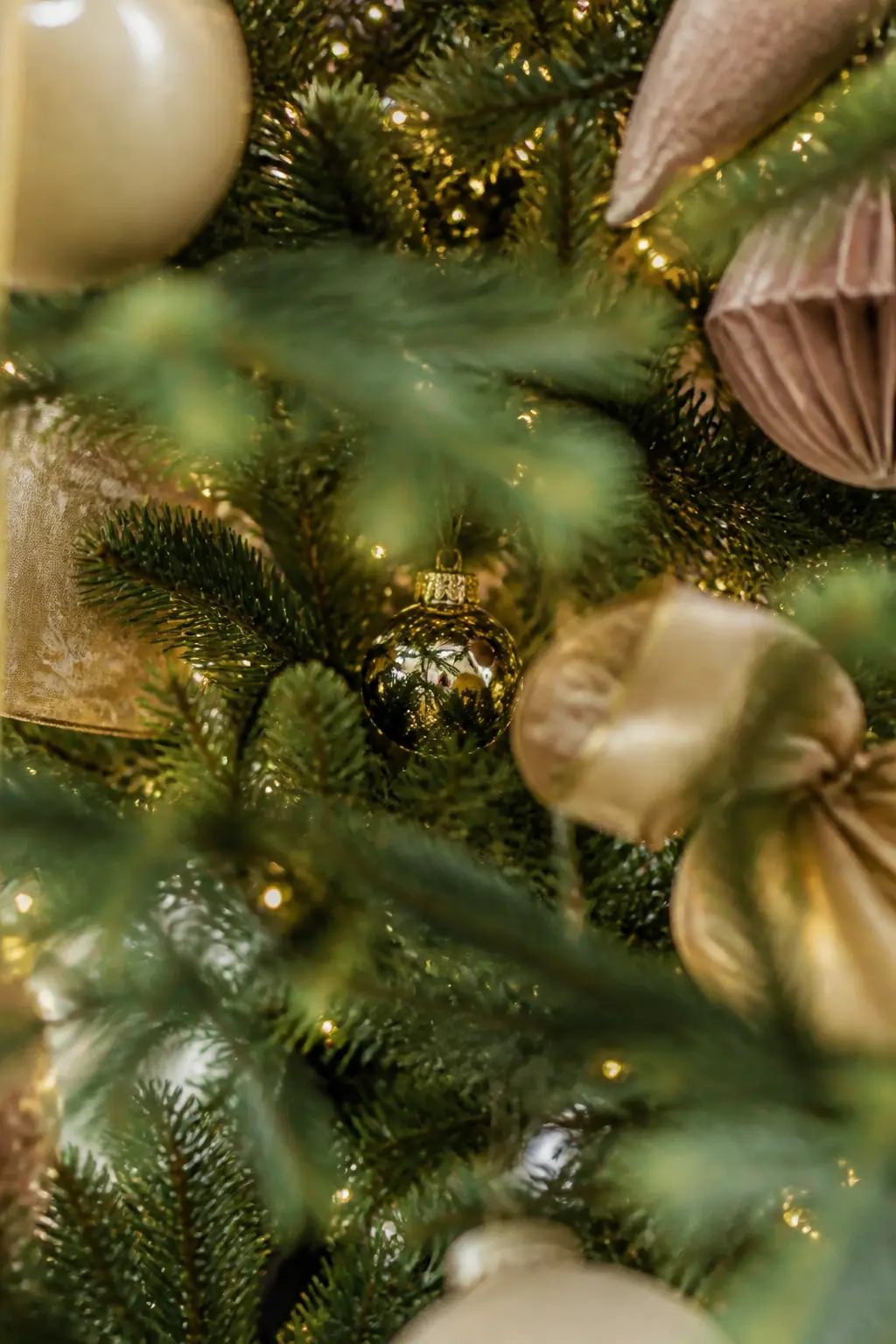Ornaments Hung Deep Inside for Depth — Hanging ornaments only on the branch tips makes a tree look flat. Elegant christmas tree decorations