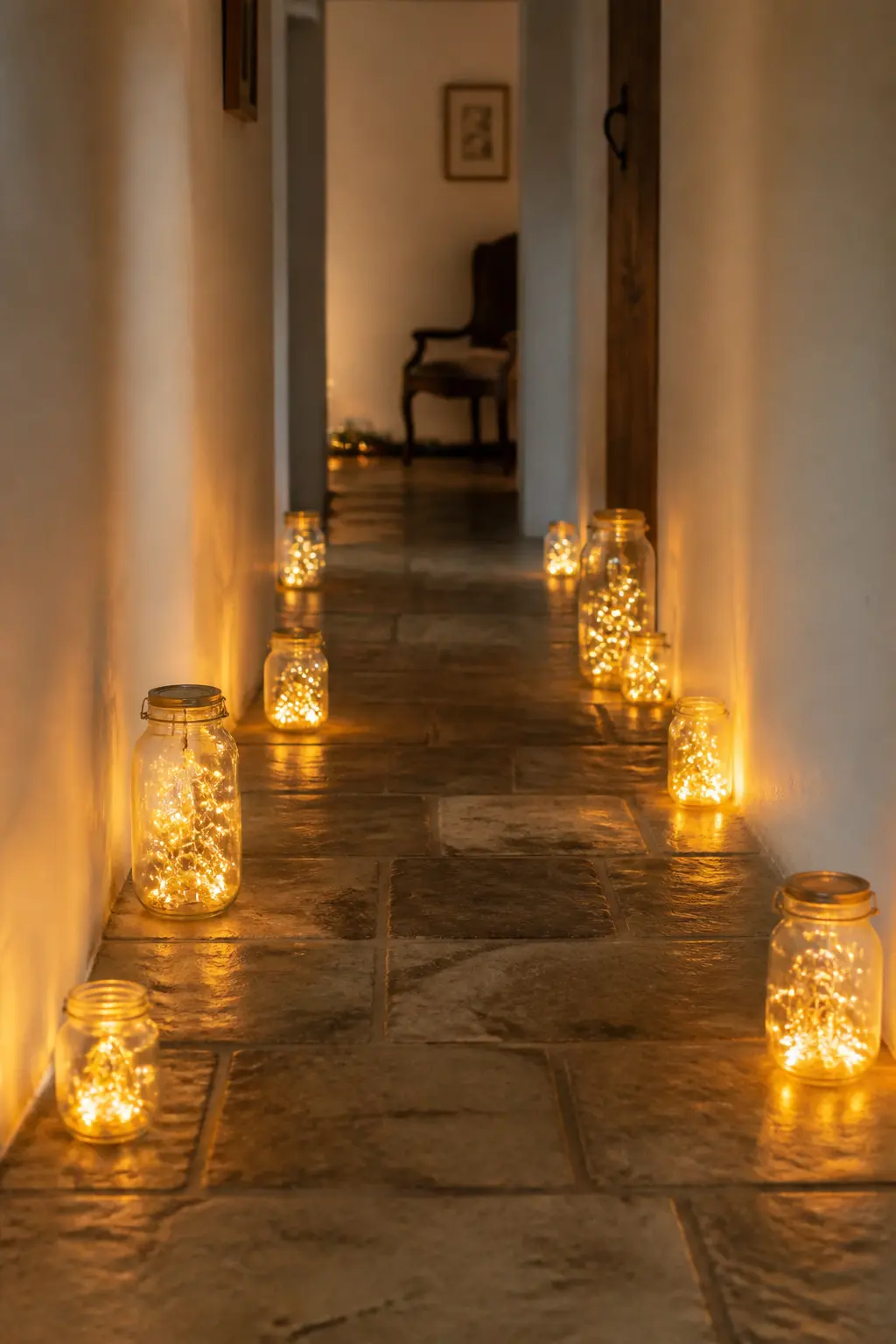 Jars With Battery Lights on the Ground