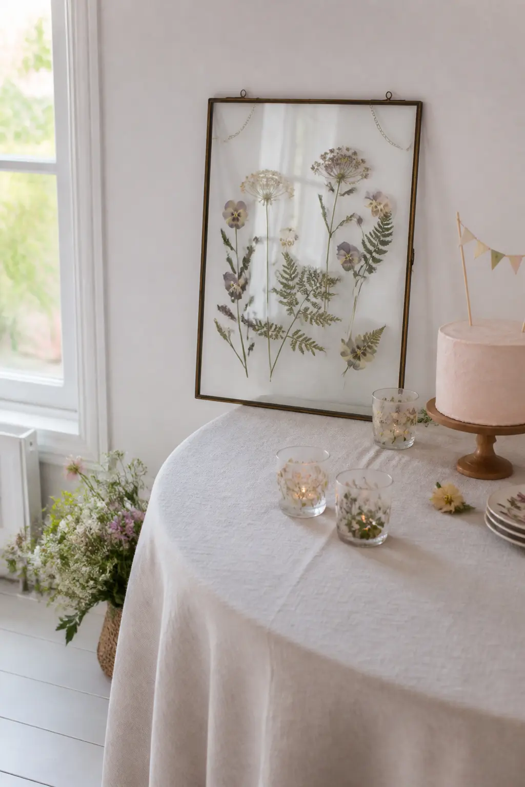 Pressed Flowers Under Glass