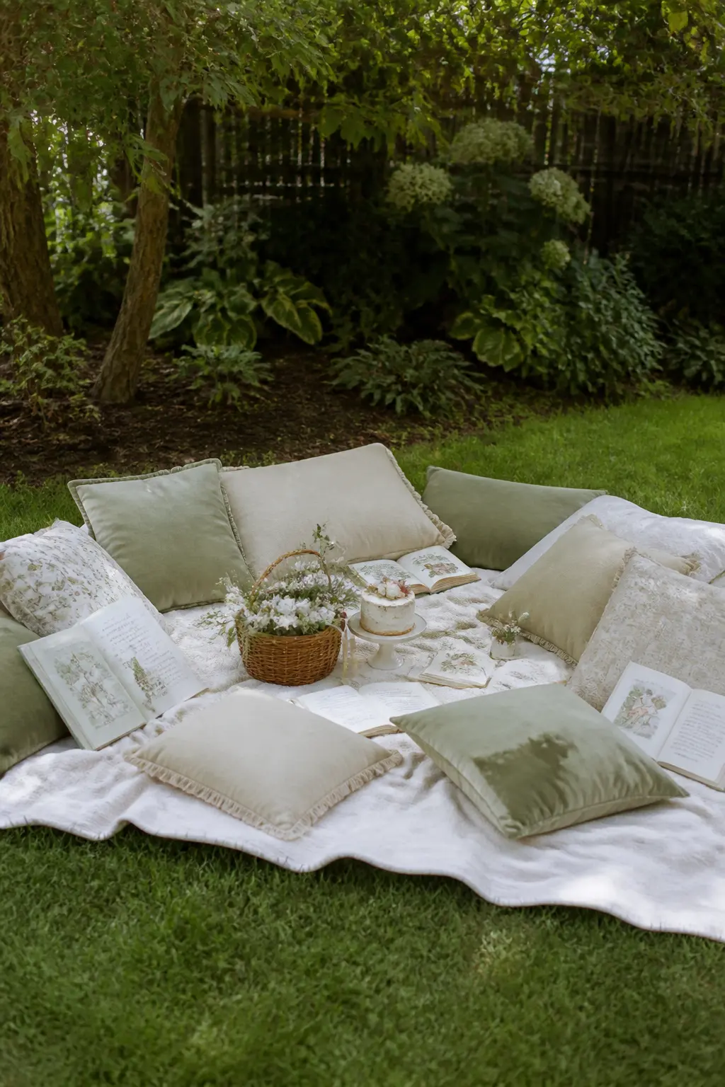 A Reading Nook With Cushions on the Grass