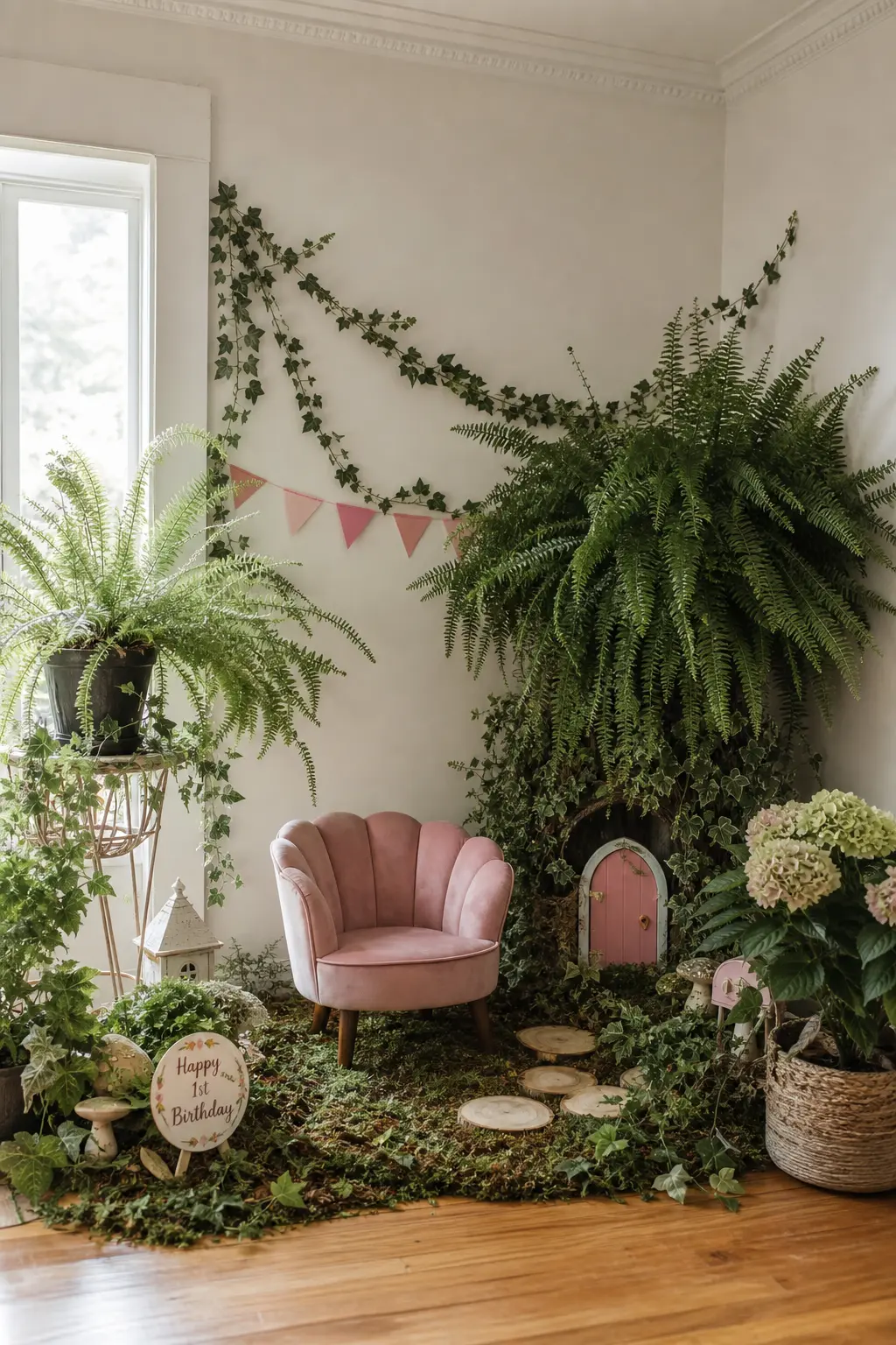 A Fairy Garden Photo Area Built with Real Plants