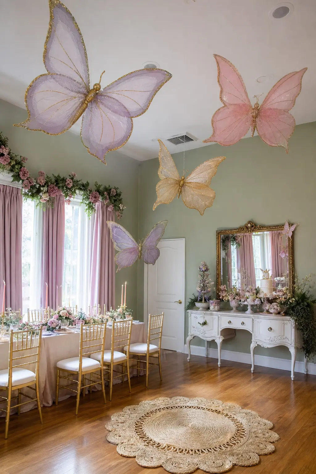 Oversized Butterfly or Dragonfly Props Hung from the Ceiling