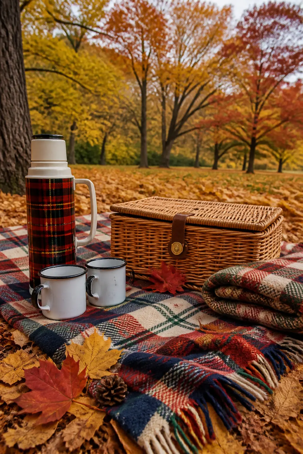 Fall Picnic With a Thermos of Cocoa
