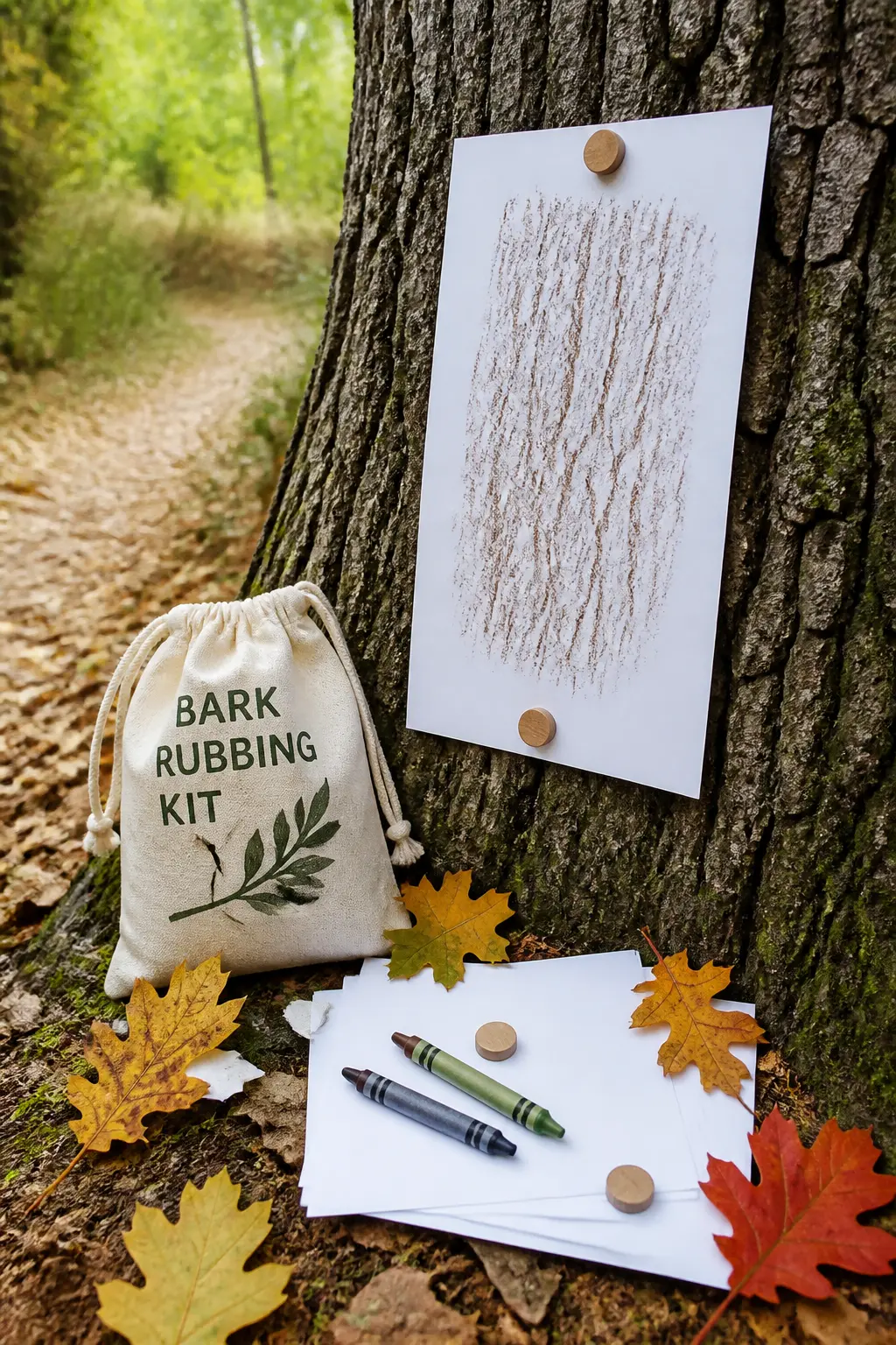 Nature Walk With a Bark Rubbing Kit