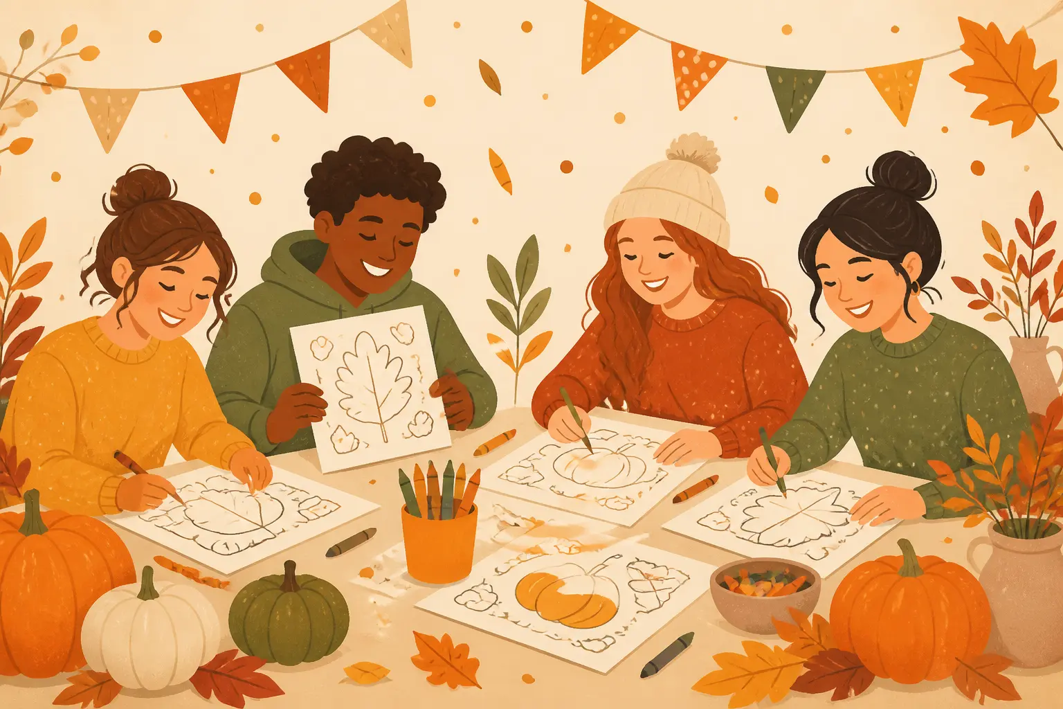 Autumn Alphabet Coloring Pages Wreathed in Leaves and Acorns