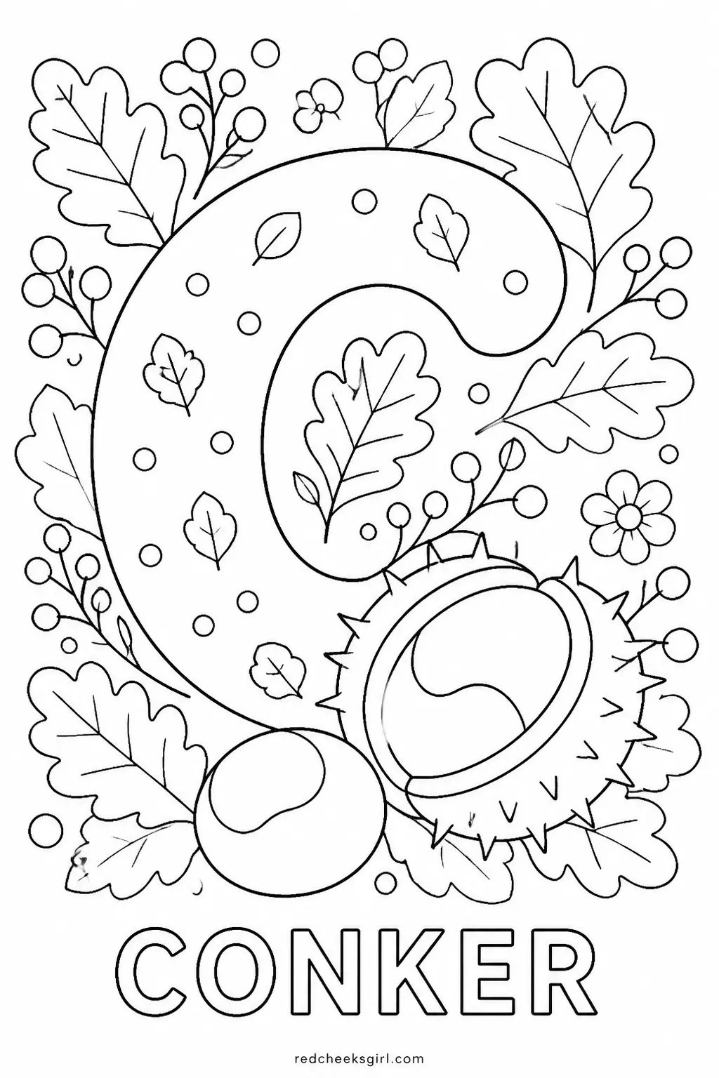 Letter C, Conker printable