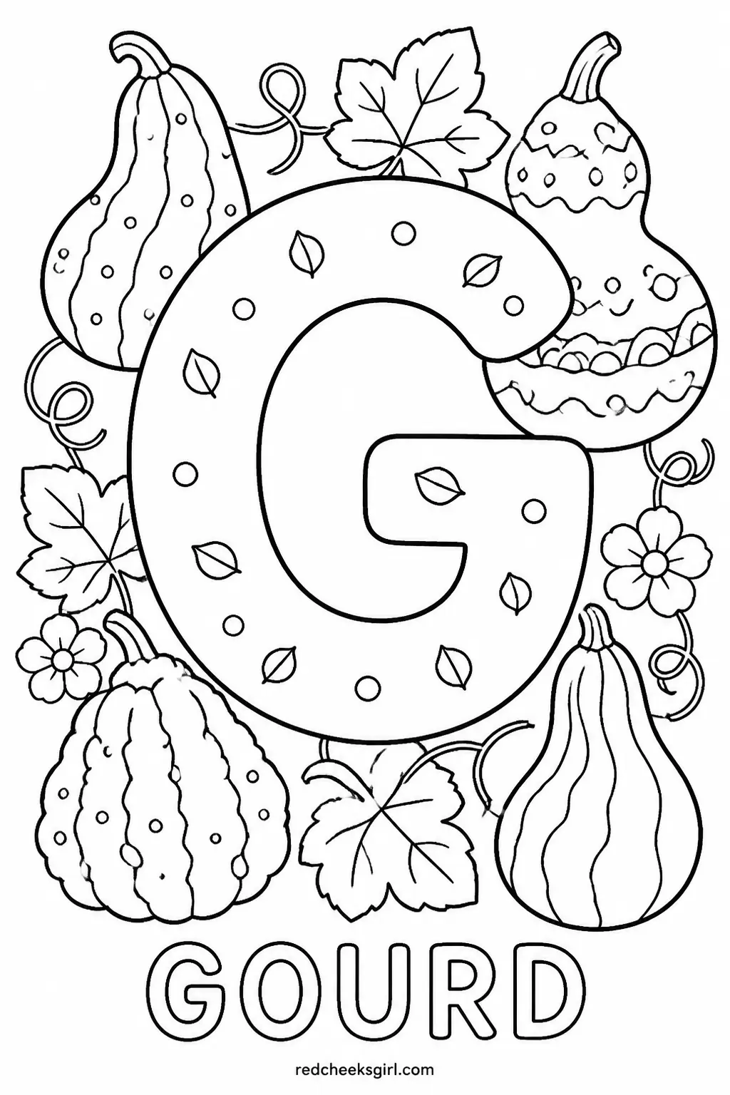 Letter G, Gourd printable