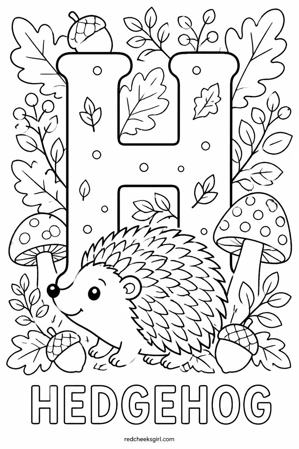 Letter H, Hedgehog printable