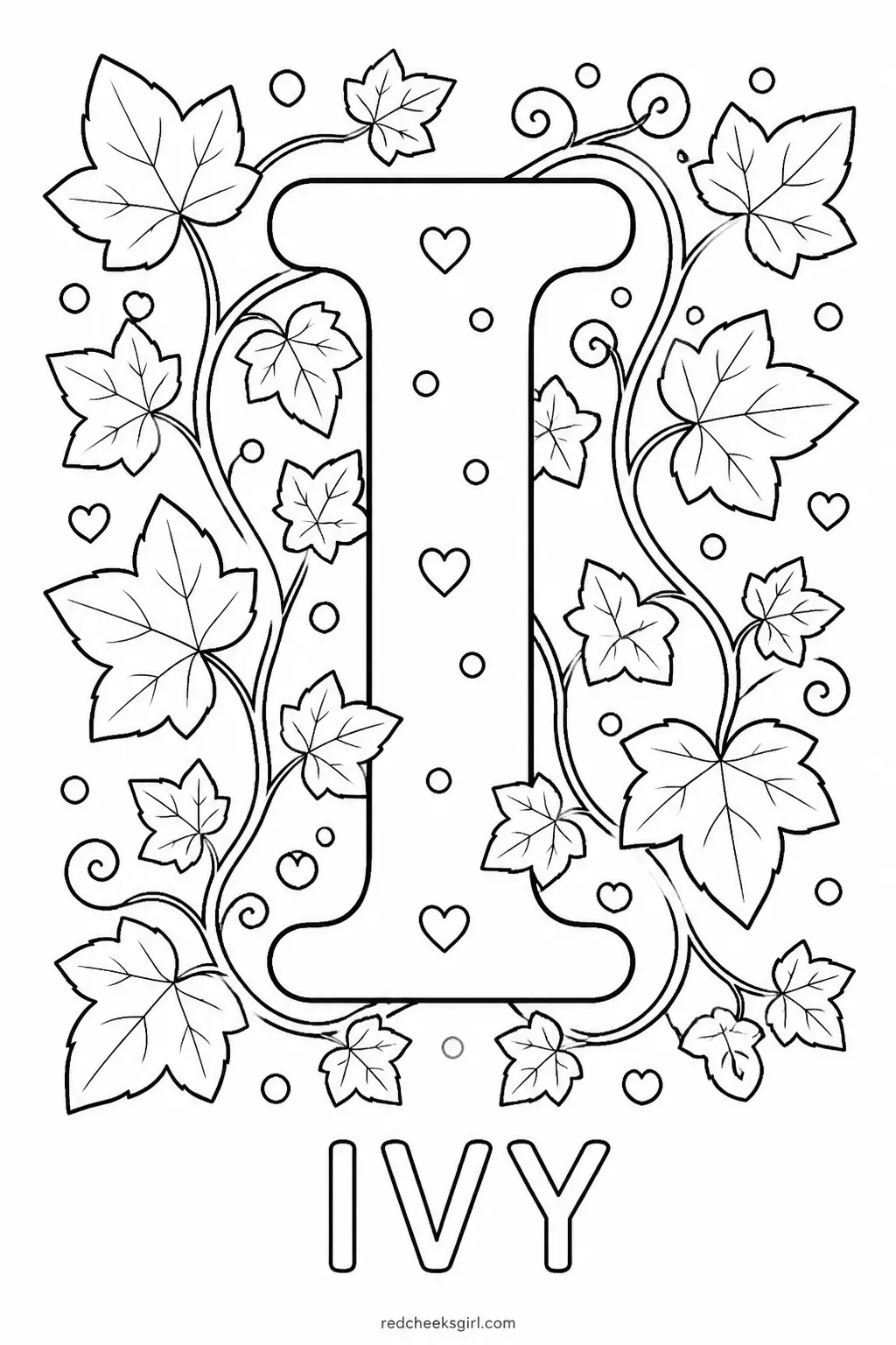 Letter I, Ivy printable