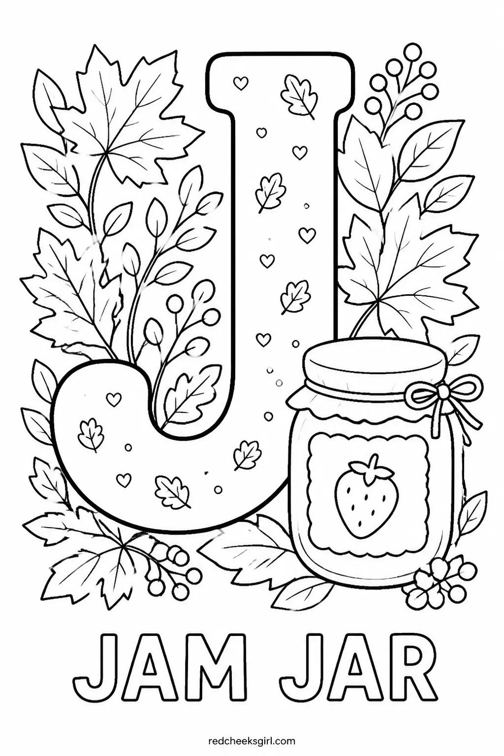 Letter J, Jam Jar printable