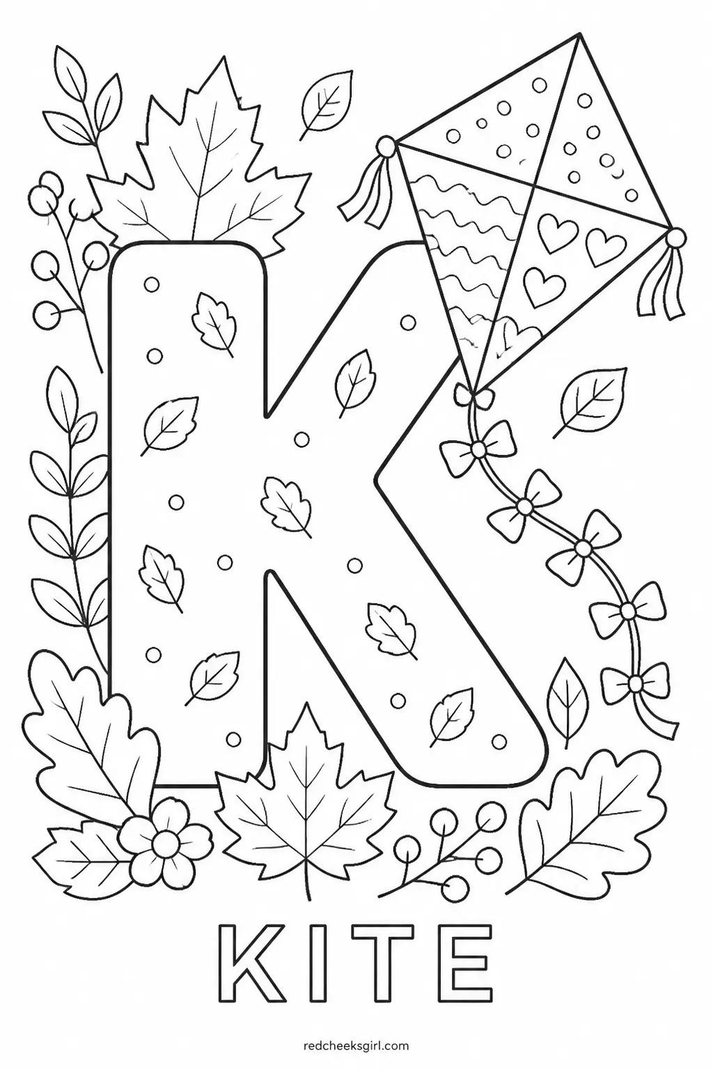 Letter K, Kite printable