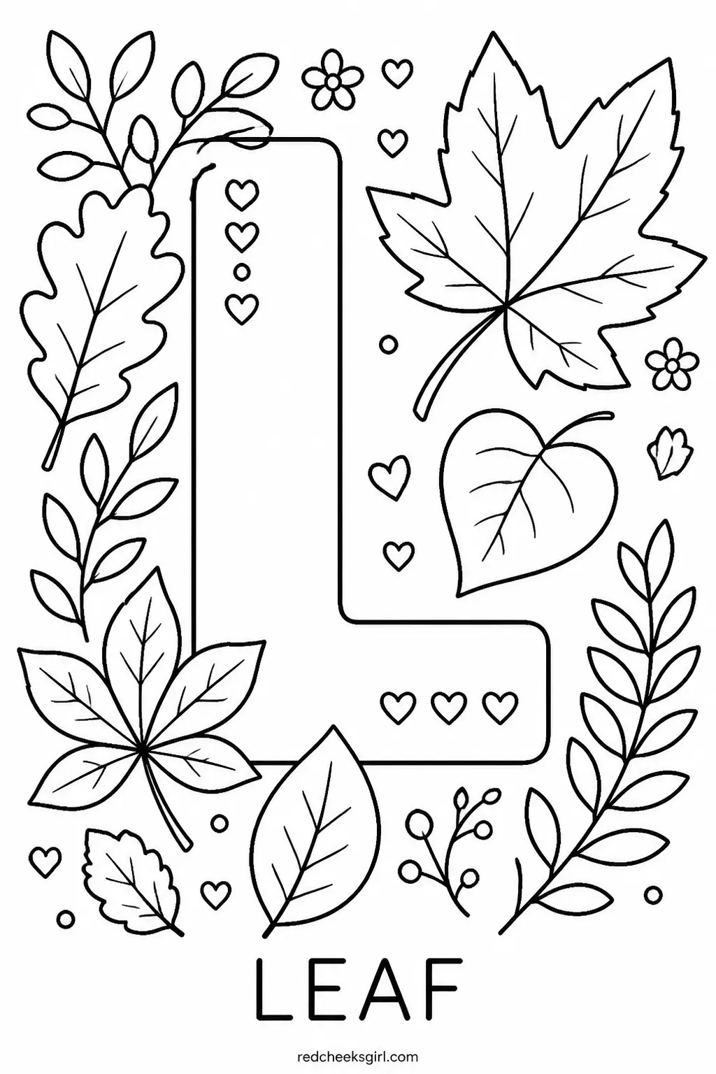 Letter L, Leaf printable