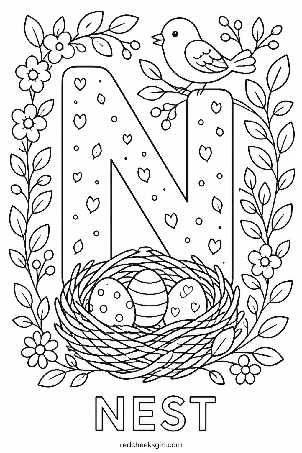 Letter N, Nest printable