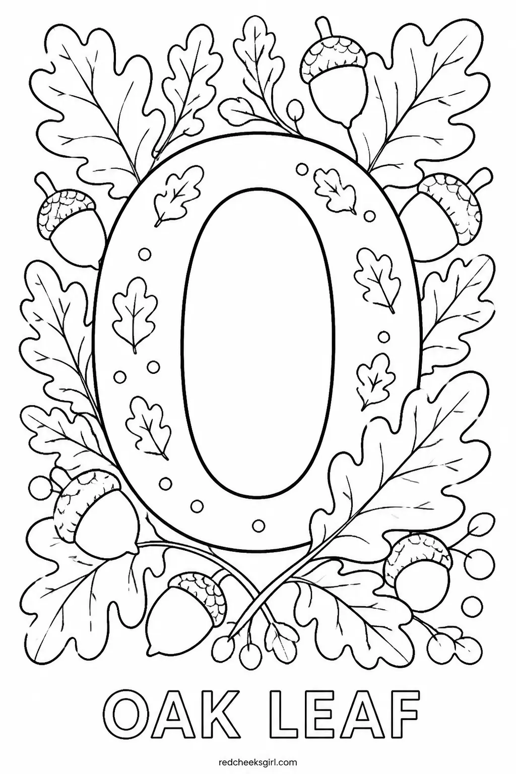 Letter O, Oak Leaf printable