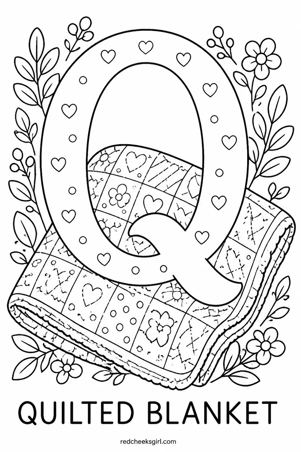 Letter Q, Quilted Blanket printable