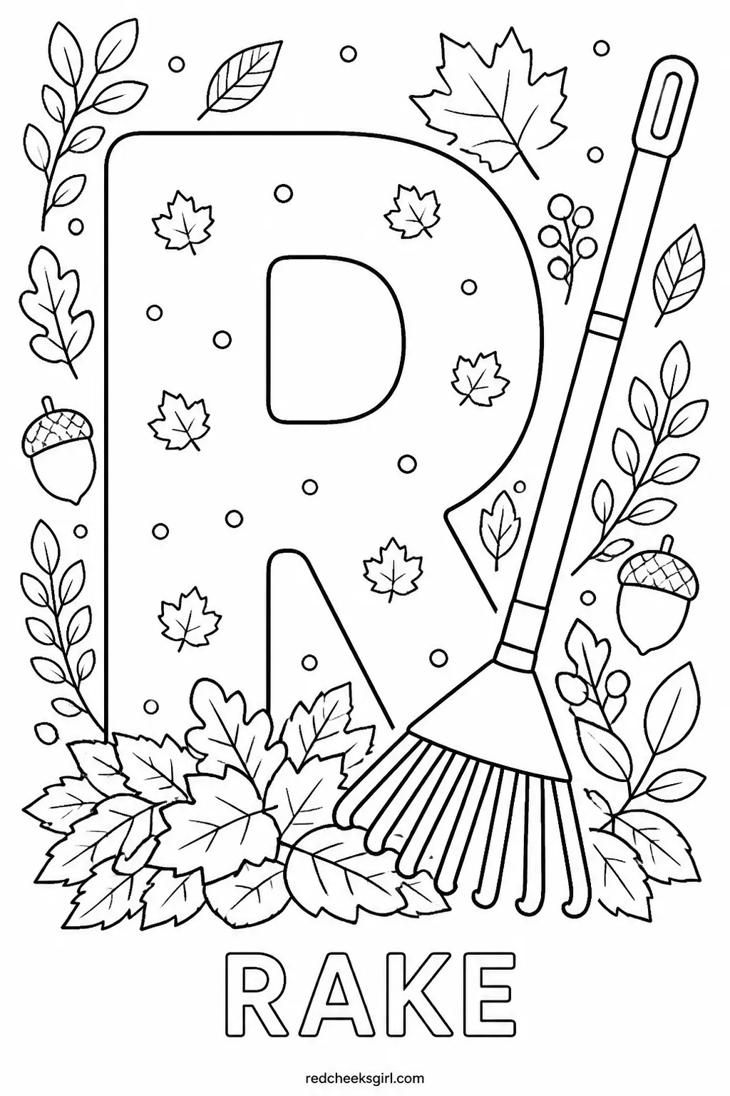 Letter R, Rake printable