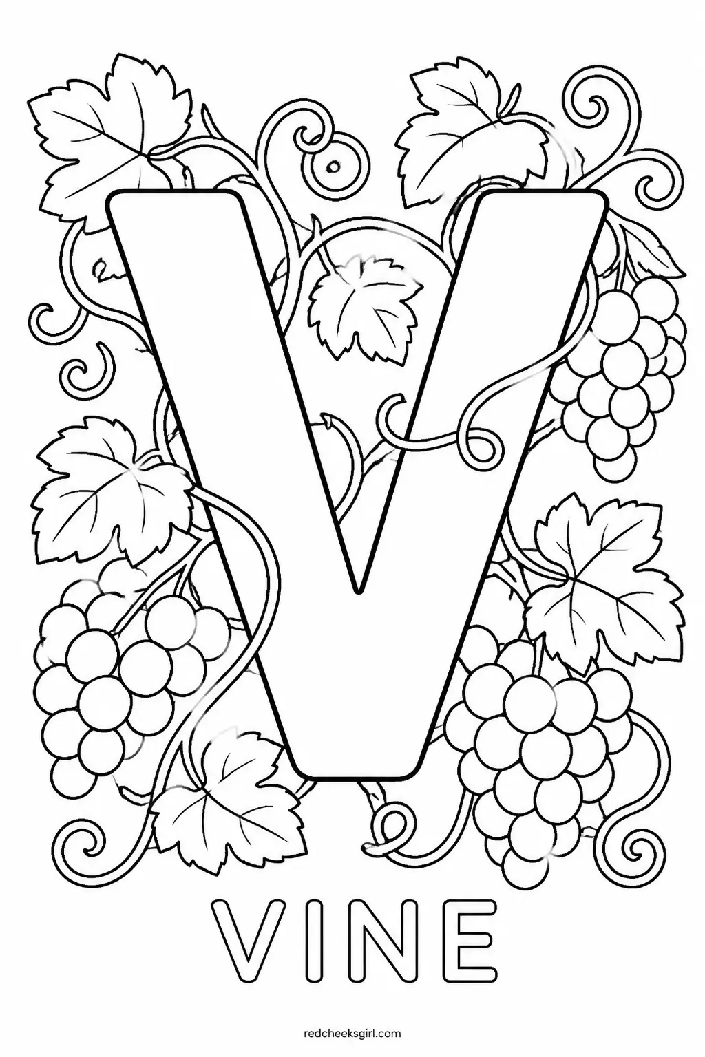 Letter V, Vine printable
