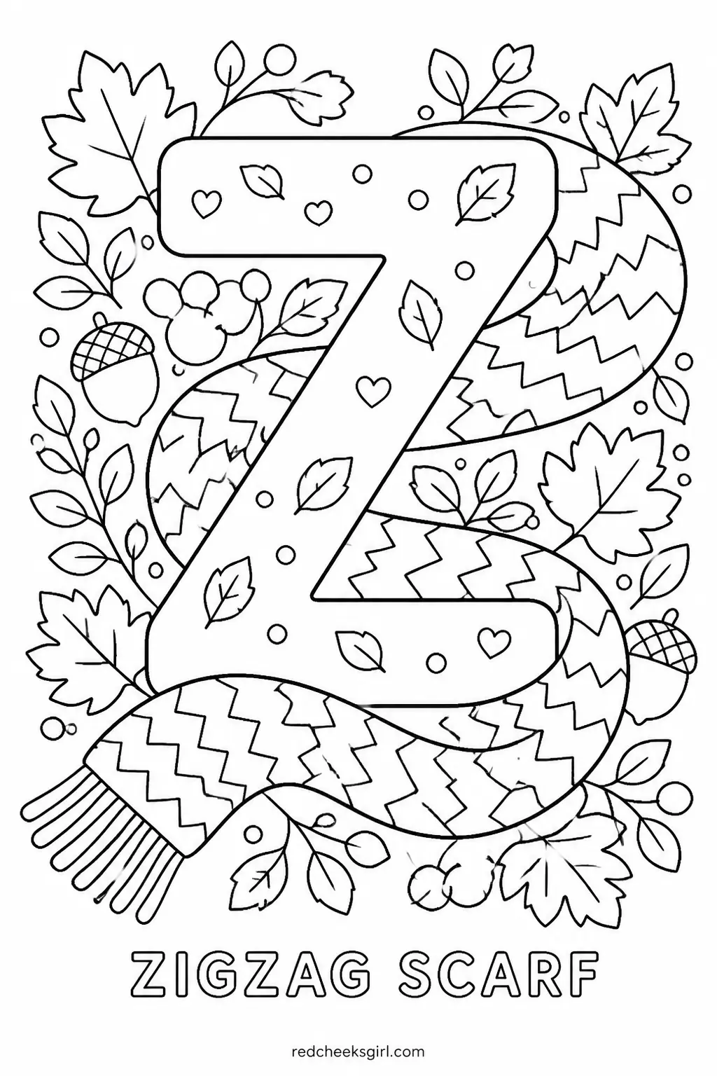 Letter Z, Zigzag Scarf printable