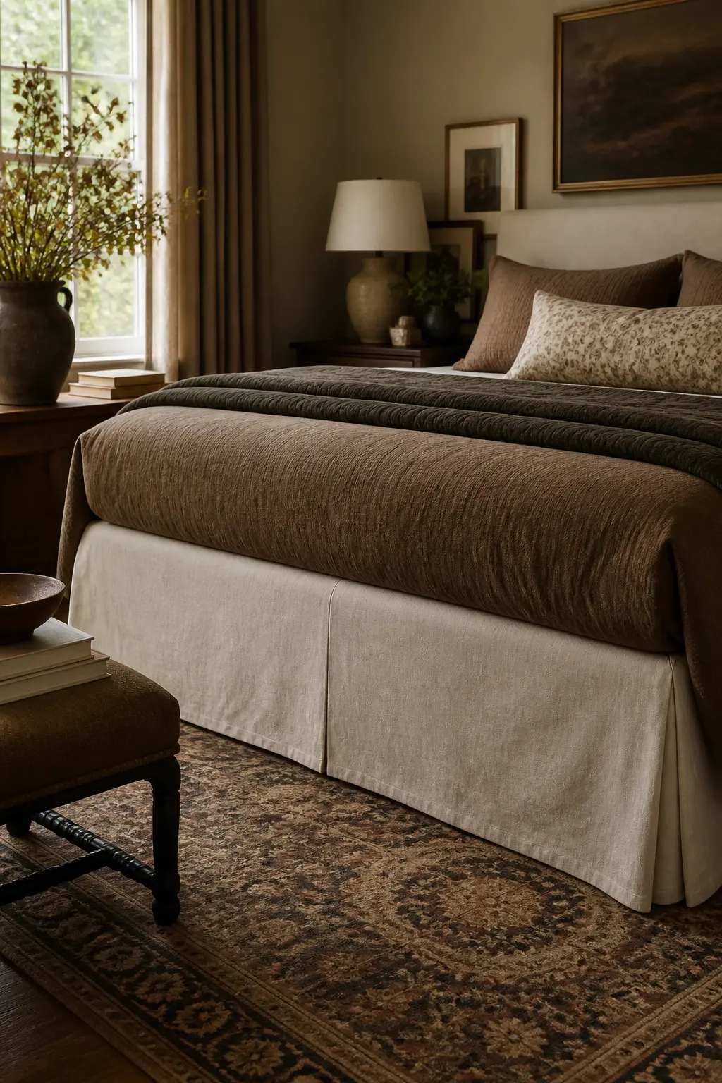 Cotton Bed Skirt in a Warm Neutral