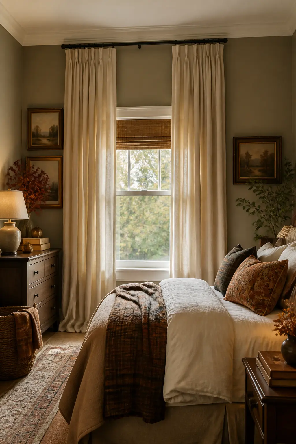 Curtains Hung Higher Than the Window Frame to Lift the Room
