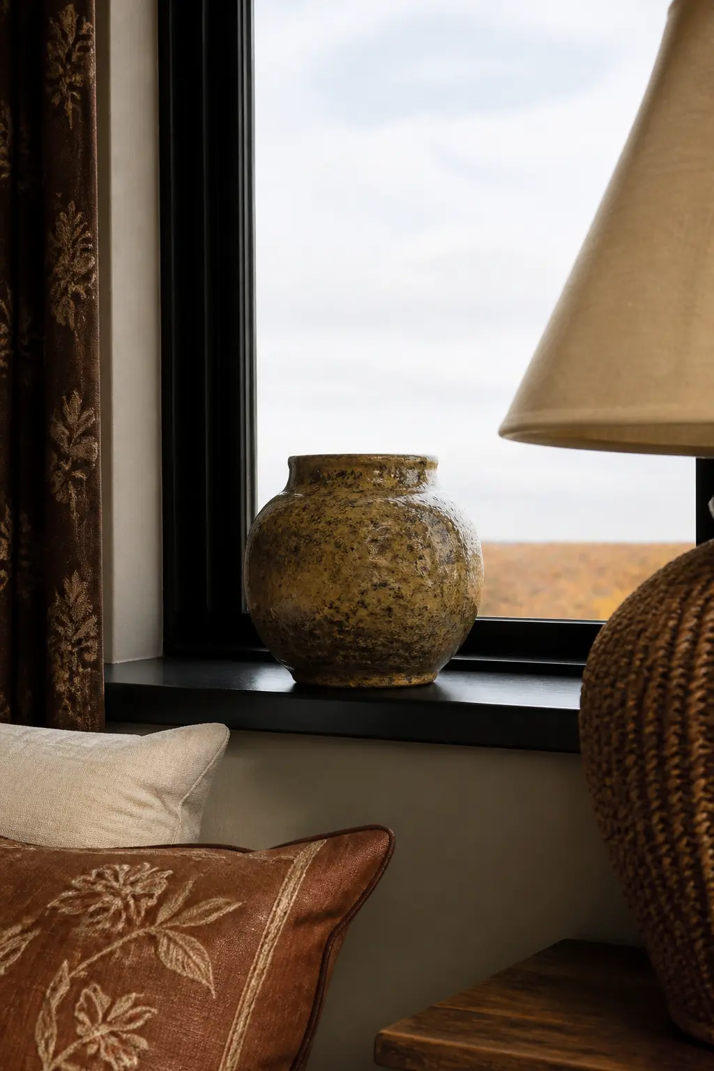 One Rough Ceramic Vessel on the Windowsill