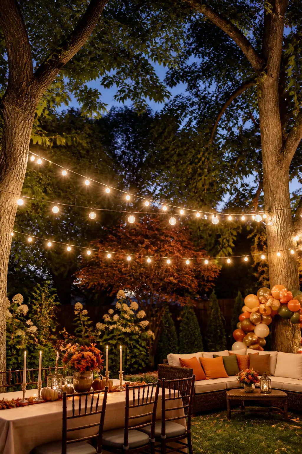 Fairy Lights Strung Between Trees