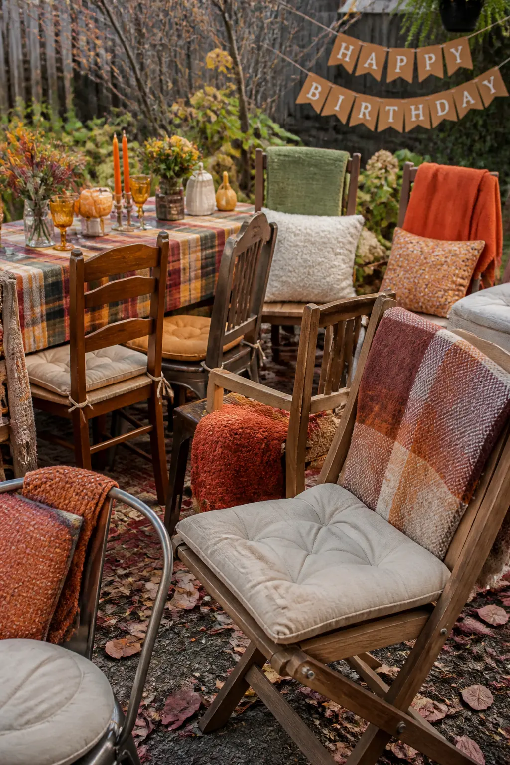 Layered Seating With Cushions and Throws on Every Chair