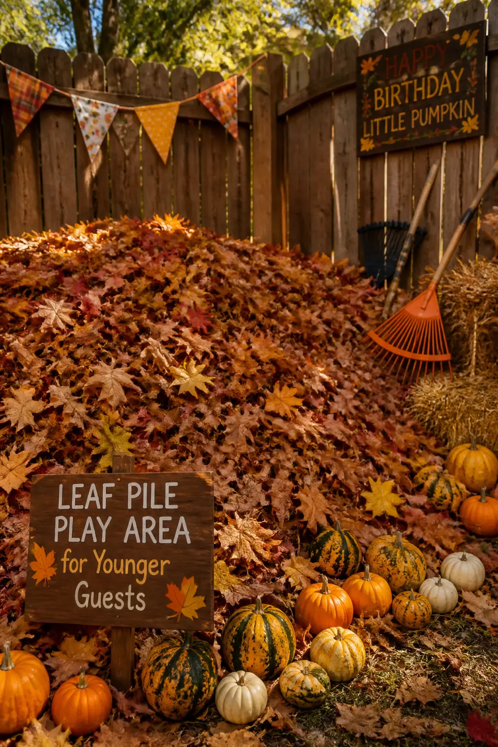 Leaf Pile Play Area for Younger Guests
