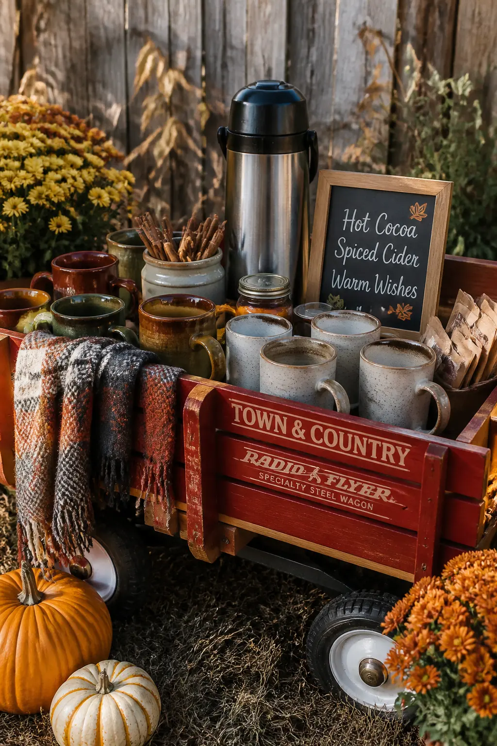A Wooden Wagon Used to Serve Drinks Outdoors