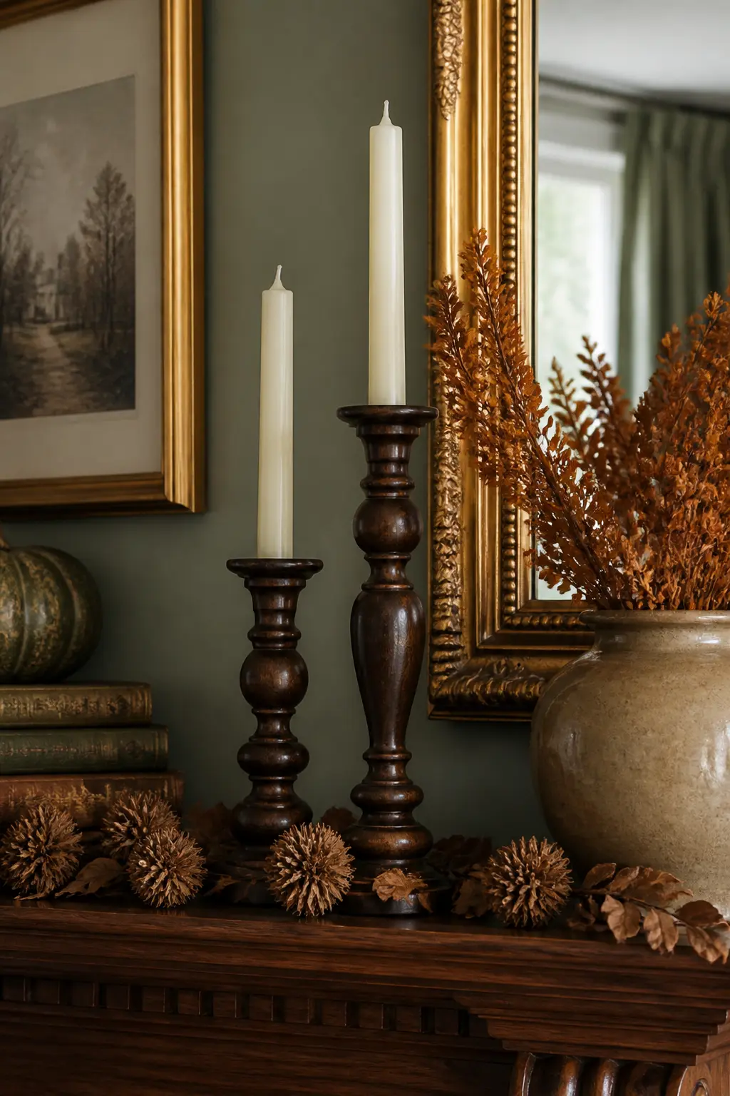 Dark Stained Candlesticks